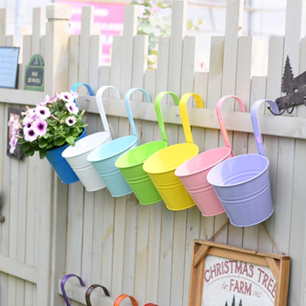 Trongle 10 PACKS Metal Iron Flower Pot With Detachable Handle, Small Garden Plant Pot Vase Hanging Garden Planter Holders Indoor and Outdoor Home Decor