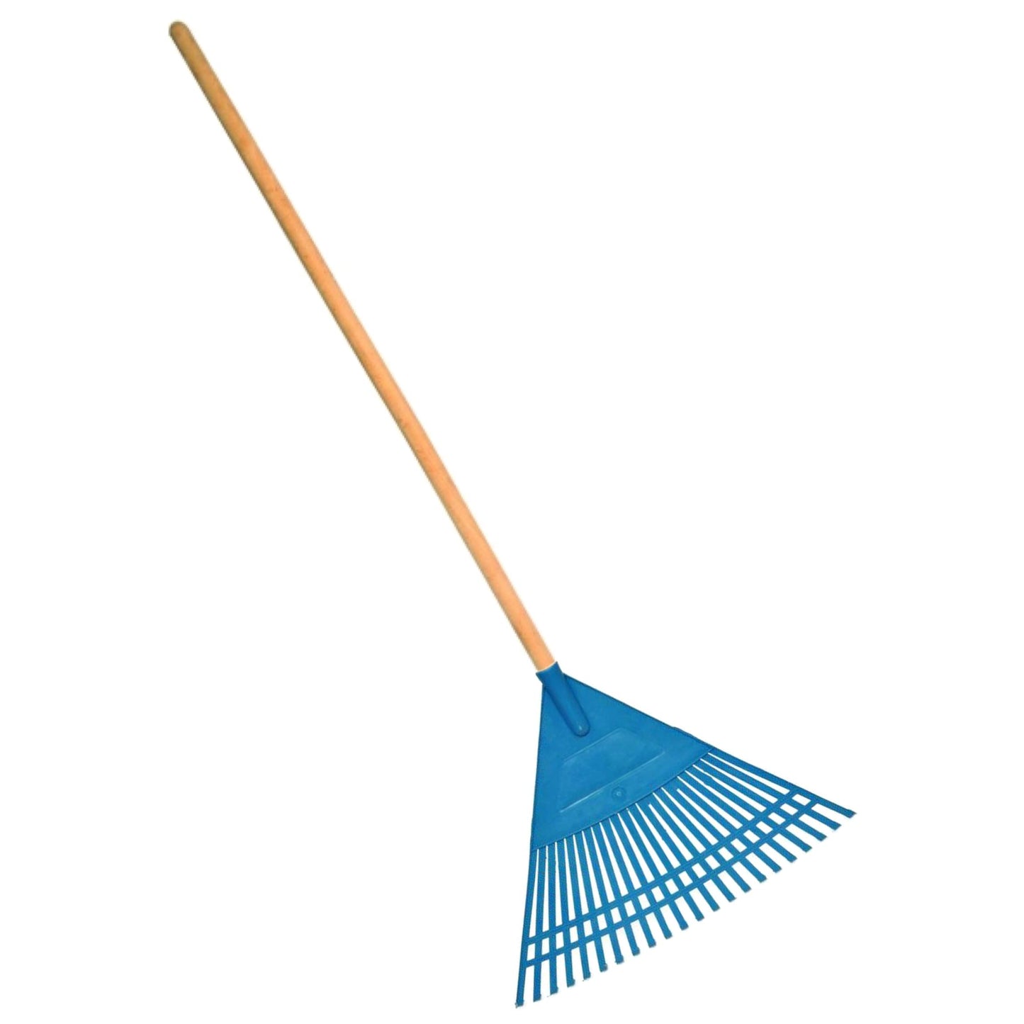 Garden Rake, 20-Tin Durable Plastic Rake for Gardening, 45 cm / 17.71" Wide, Lightweight with a Wooden Handle, Ideal Lawn Rake for Gardeners to Clean Up Loose Debris, Dead Leaves, Grass Cuttings, Moss