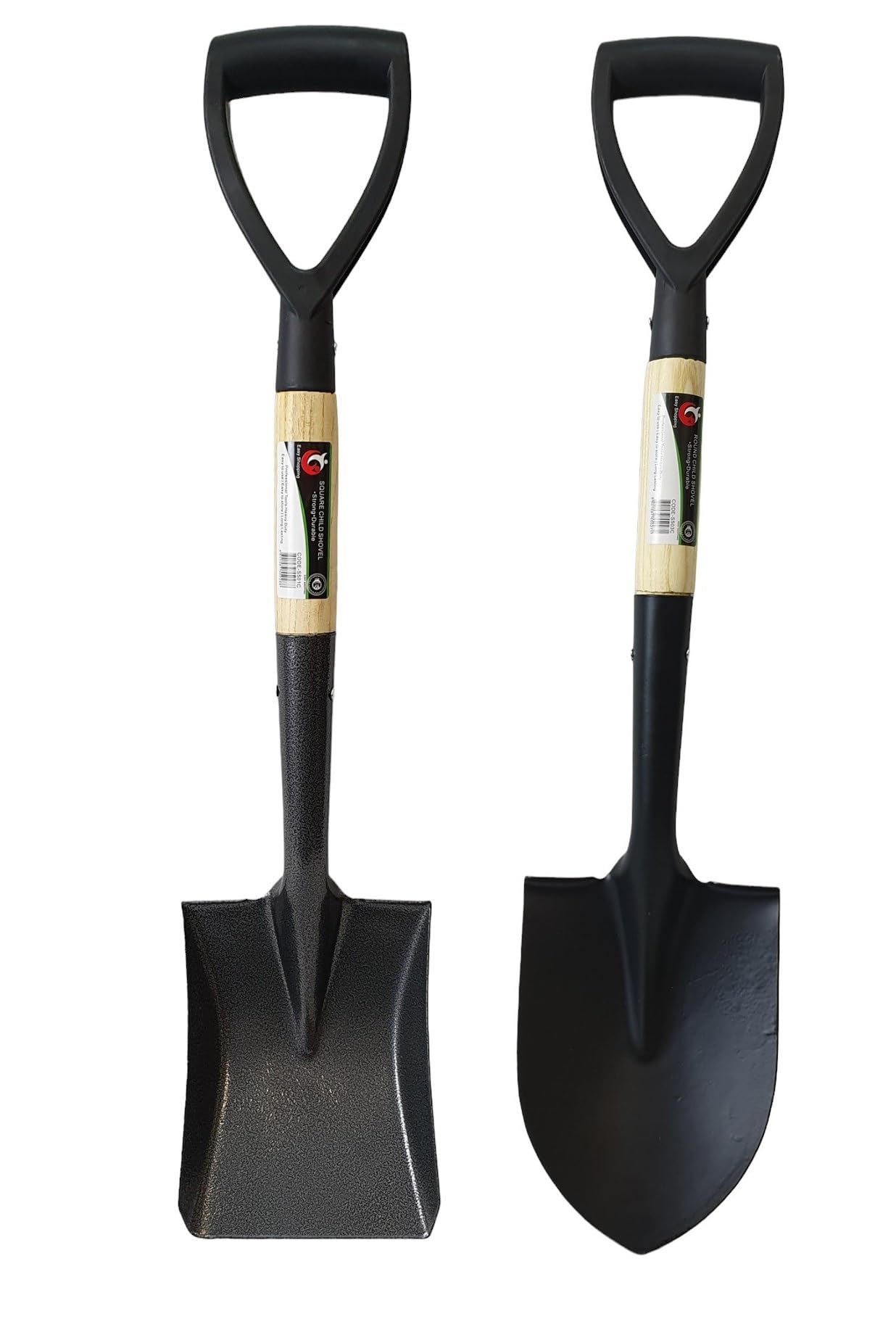 Easy shopping® SQUARE & ROUND MINI SHOVEL SET Round and Square Head Micro Shovel Set With Wooden Handle Strong Durable Garden Gardening Tools Hand Tool Digging Spade Planting Lightweight Compact Weath