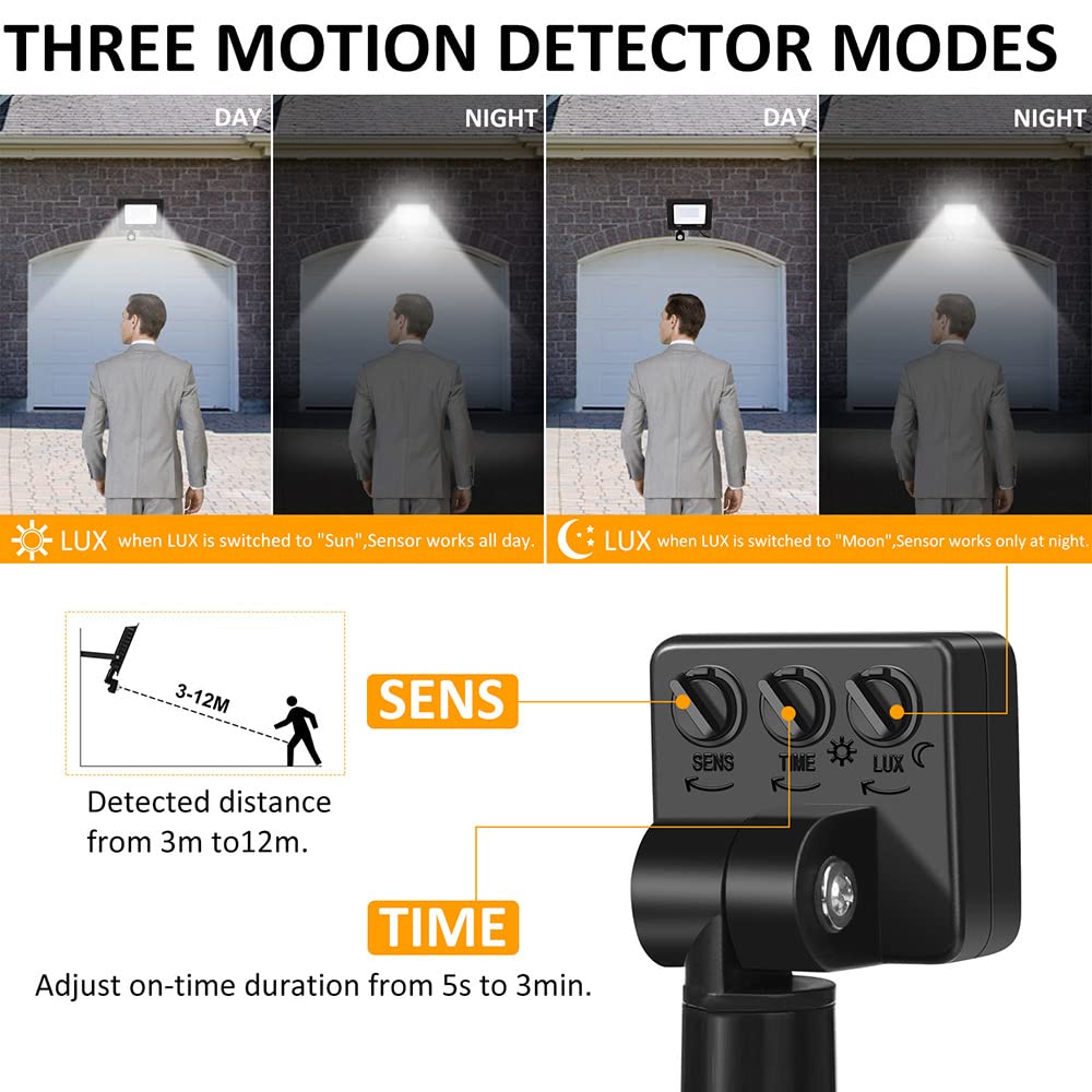 Security Lights Outdoor Motion Sensor, 30W 2700LM LED Flood Lights with PIR Sensor, IP66 Waterproof Outdoor Lights with 1.5M Wire, Daylight White Outside Wall Light for Garden, Garage, Forecourt