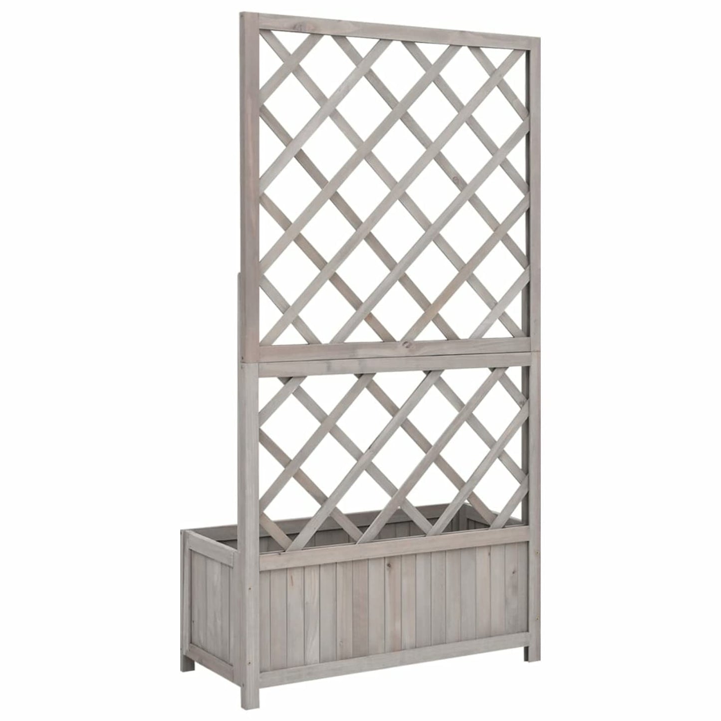 Goliraya Garden Trellis Planter Wooden Flower Box Planter Climbing Plant Support Garden Trellis Garden Wooden Planter With Lattice For Vines Wood Trellis Panel Brown, Grey 70x30x135 cm Solid Firwood