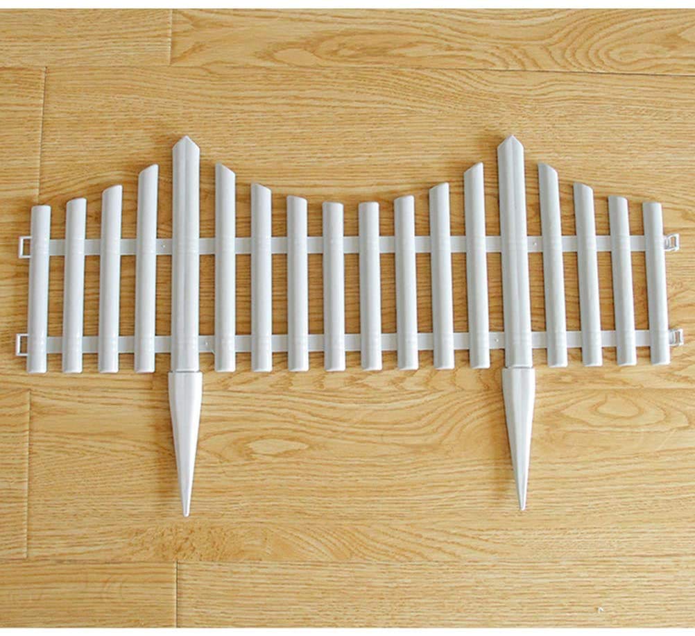 Pack of 8 White Garden Picket Fence Panels/Plastic Lawn Edging For Plant Borders And Flowerbeds (8)