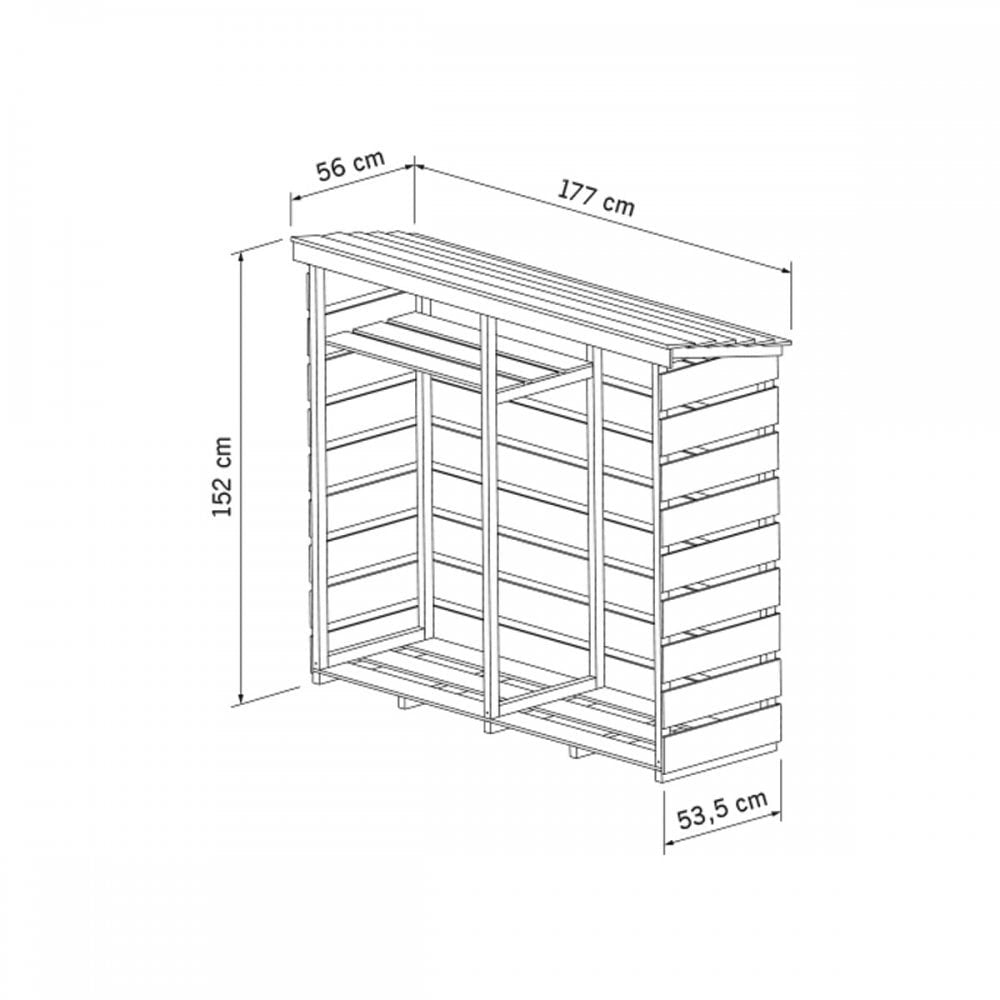 CHARLES BENTLEY FSC Certified, Wooden Log Store, Garden, Large Log Store, Heavy Duty, Firewood Storage, Kindling, Treated Wood, Slatted Design, Slanted Roof, Raised Floor, Spruce (177x152x53.5cm)