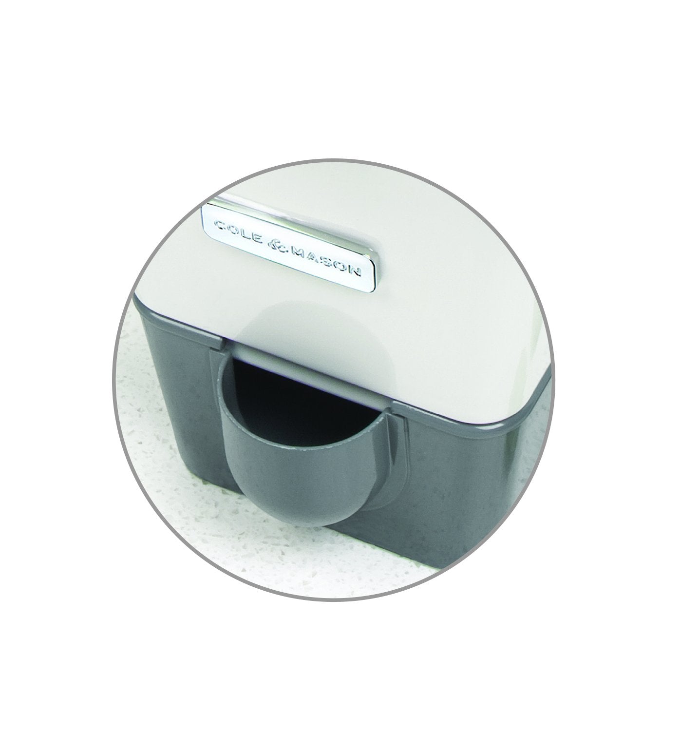 Cole & Mason Burwell Self-Watering Potted Herb Saver, Windowsill Herb Planter Herb Box/Indoor Herb Garden, Triple, Suitable for 3 pots (85 mm), Includes 12 x Pads, White/Grey