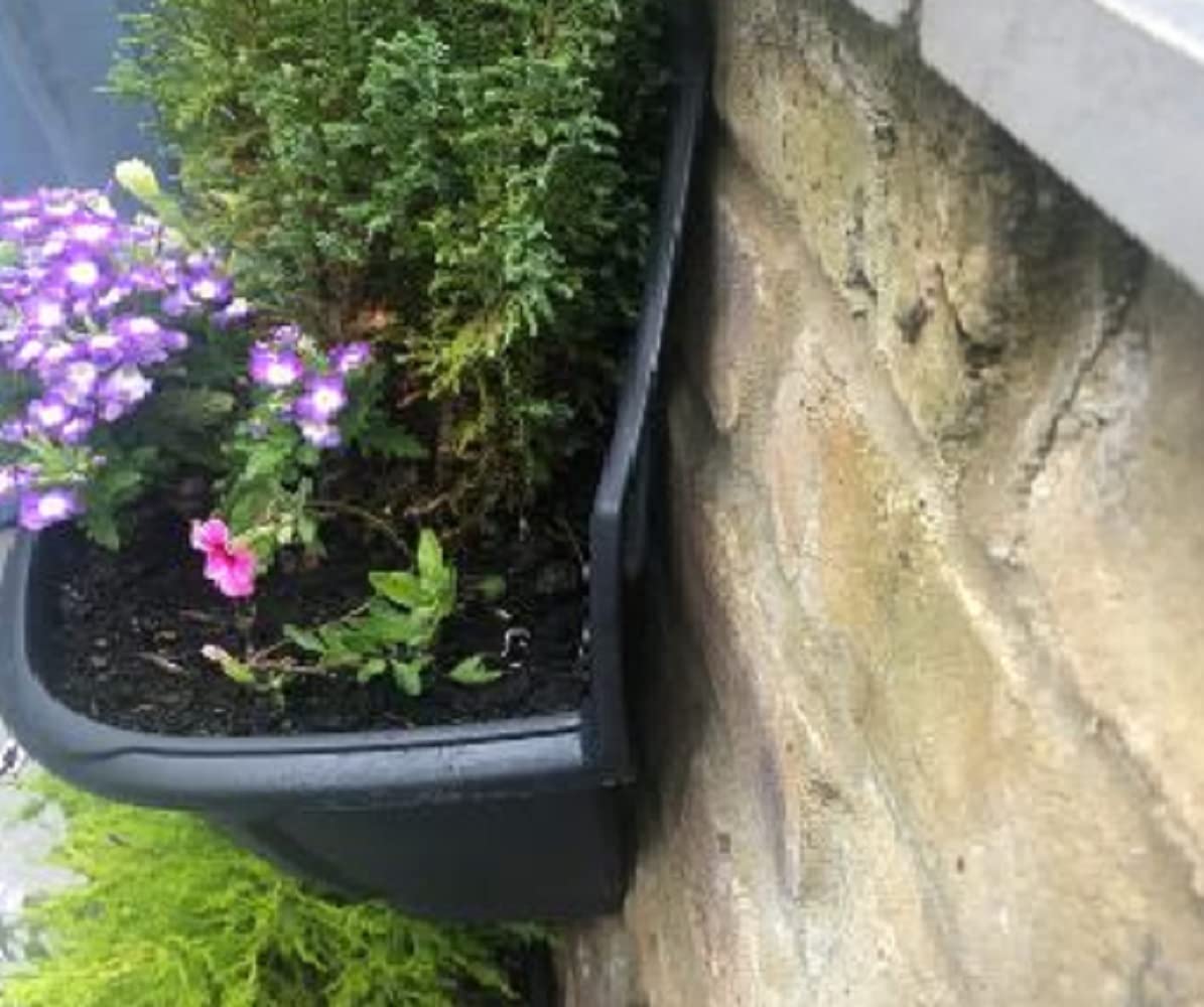 Fence Wall Planter Plant Flower Basket Pot Container Venetian Garden Box Plastic UK (Wall Planter 31 cm Black, 3)