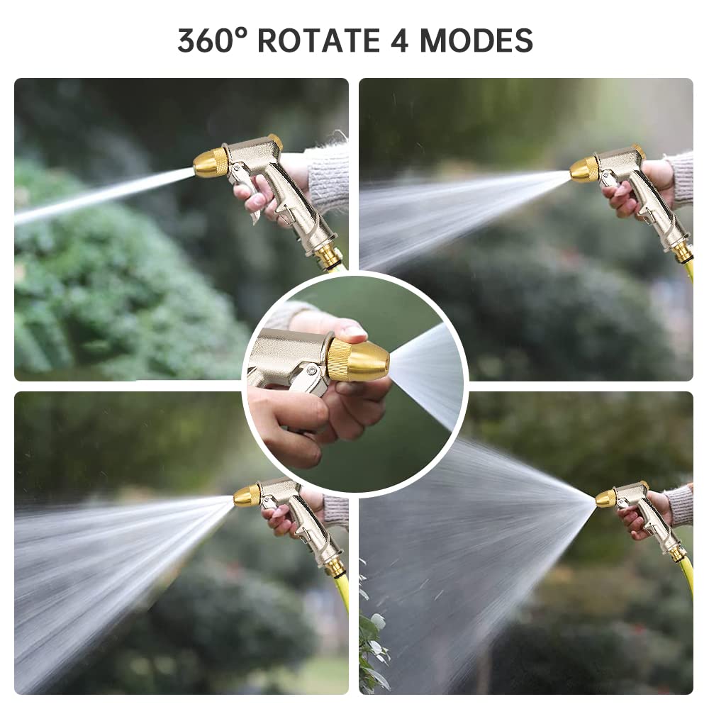 Garden Hose Spray Gun with Full Brass Nozzle 100% Heavy Duty Metal Water Gun Sprinkler High Pressure Water Hose Pipe Spray Gunzinc Metal Hand Watering Sprayer for Plants Watering, Car & Pet Washing