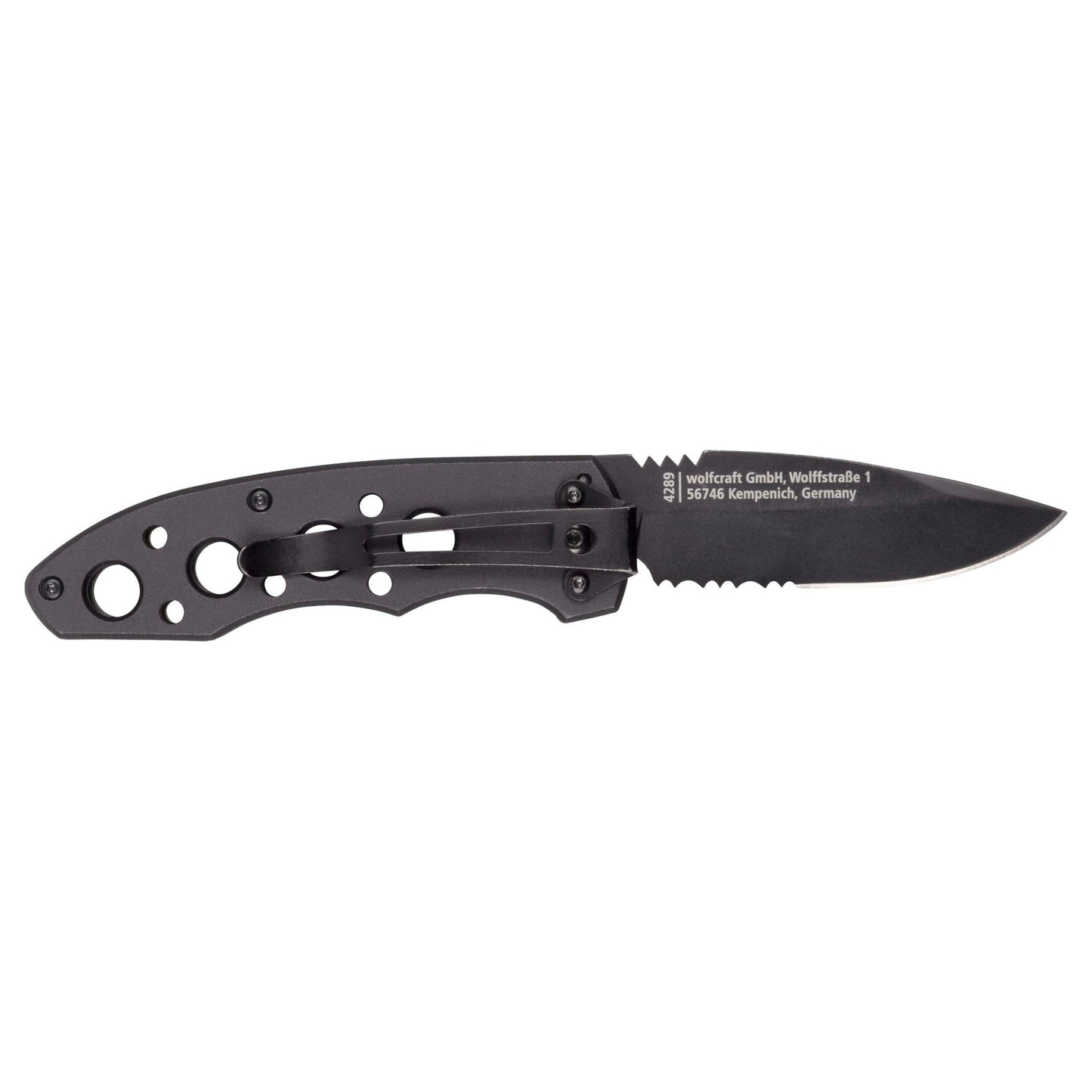 Wolfcraft Leisure Knife with Folding Blade I 4289000 I Versatile leisure knife for hobby and camping - 75 mm blade with serrated cutting edge