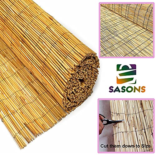 SASONS® Quality Garden Natural Peeled Reed Fence Screen Roll Panel Best for Outdoor Privacy, Fencing Screening Wooden Fence Walls Sun/Wind Protection [ 1 x 4 meter ]