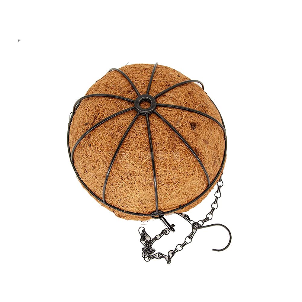 GQMMHFX 2 PCS Adjustable Hanging Flower Basket with Metal Chain Coconut Coir Liner Round Watering Flower Pots Plant Holder Garden Porch Decor for Outdoor Indoor(12 inch)