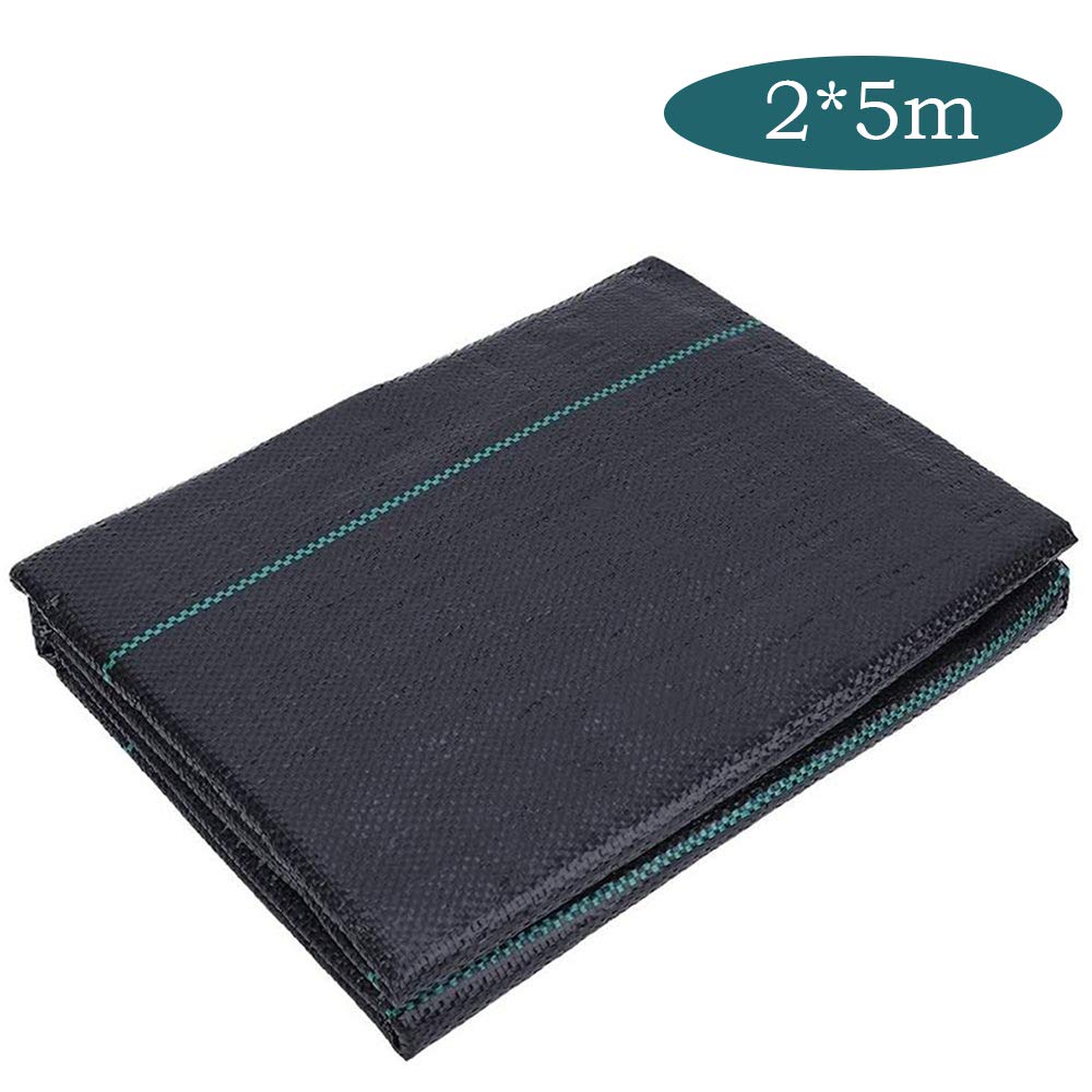 Weed Control Membrane Fabric Landscape Ground Barrier Cover, UV Stabilished Black Heavy Duty Garden Woven Covers 2MX5M