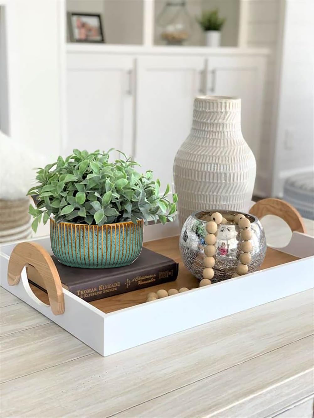 Oairse Plant Pots Indoor with Drainage Hole 6 inch Ceramic Plant Pot Grey Blue Succulent Pot Small Round Planters for Indoor Outdoor Plants Bonsai Bowl Decorative Flower Pots for Cactus Snake Plant