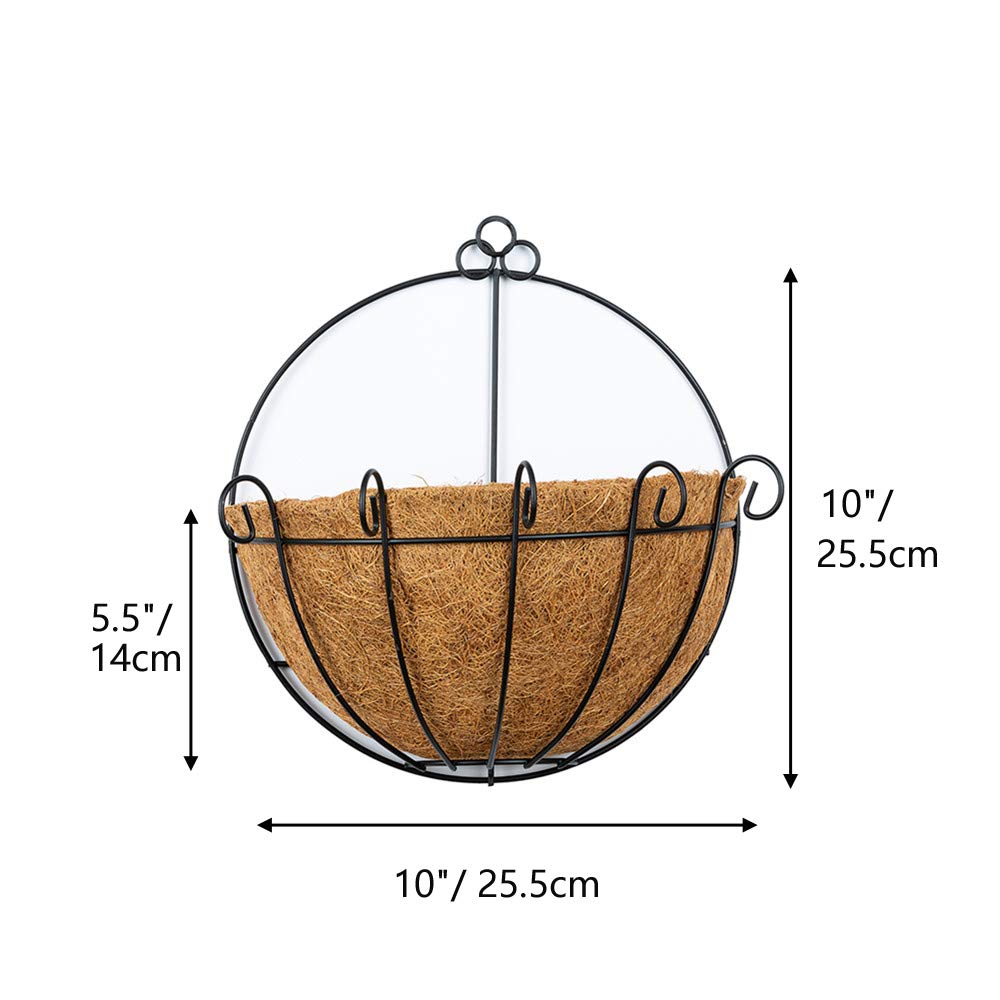 NUPTIO 2 Pcs Wall Planter Outdoor Hanging Wall Planters Wire Artificial Hanging Baskets for Plants Outdoor Hanging Pots for Plants with Hanging Basket Liner, Flower Pot Hanger Hanging Basket Holder