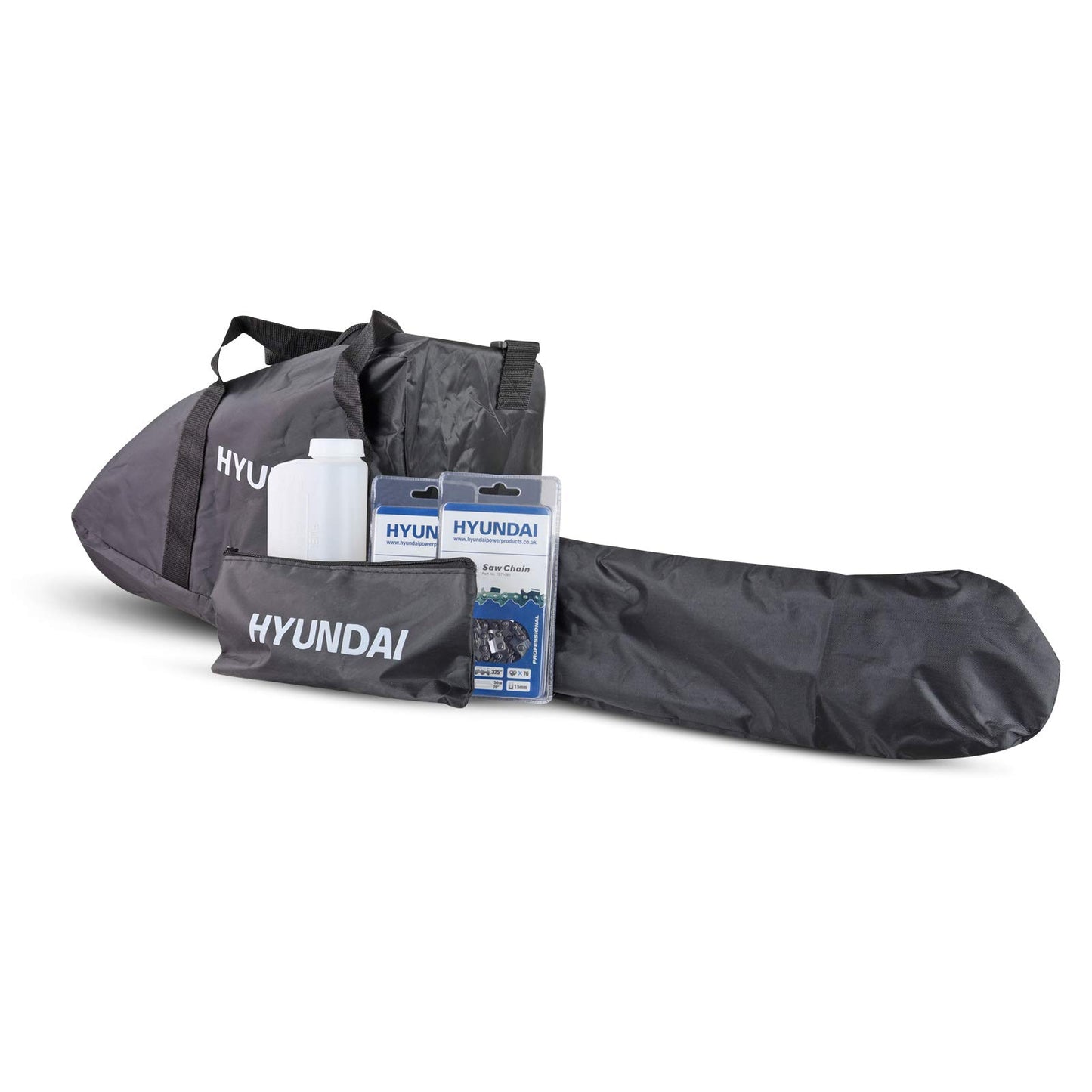 Hyundai HYC6220 62cc Petrol Chainsaw 20 Inch Cutting Bar Includes 2 Chains, Chain Saw Carry Bag, Chain File & 2 Stroke Fuel Mixing Bottle, Cordless Garden Tools. Blue