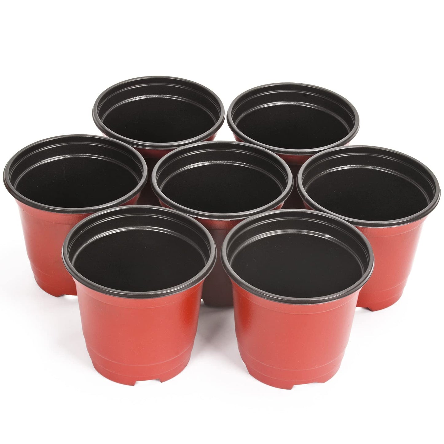 Atoke 50 Pack Thick Plastic Plant Pots,10cm Seed Starting Pot Flower Pot Plant Container for Seedlings,Vegetables,Succulents,Brown