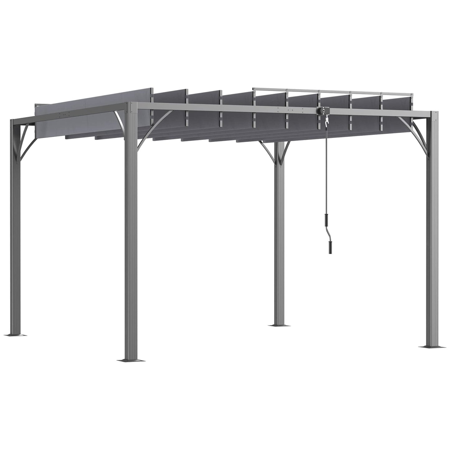 Outsunny 3 x 3(m) Outdoor Louvered Pergola with Adjustable Roof, AluminIum Patio Gazebo Canopy with Ground Stakes for Patio, Lawn, Garden, Grey