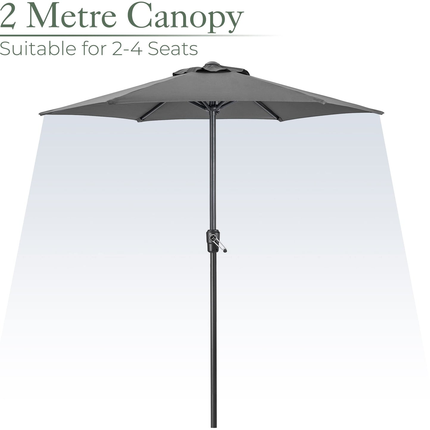CHRISTOW Garden Parasol Umbrella Polyester Canopy Steel Sunshade With Crank Handle