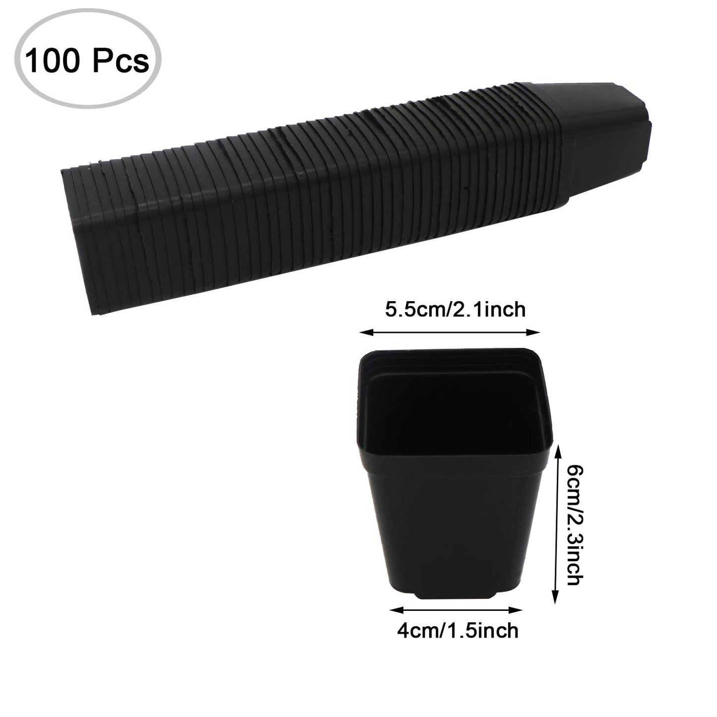 GGOUPTY Plastic Square Plant Pots 5 cm 100 Pcs Succulent Planter Nursery Pots for Flower Staring Seedling