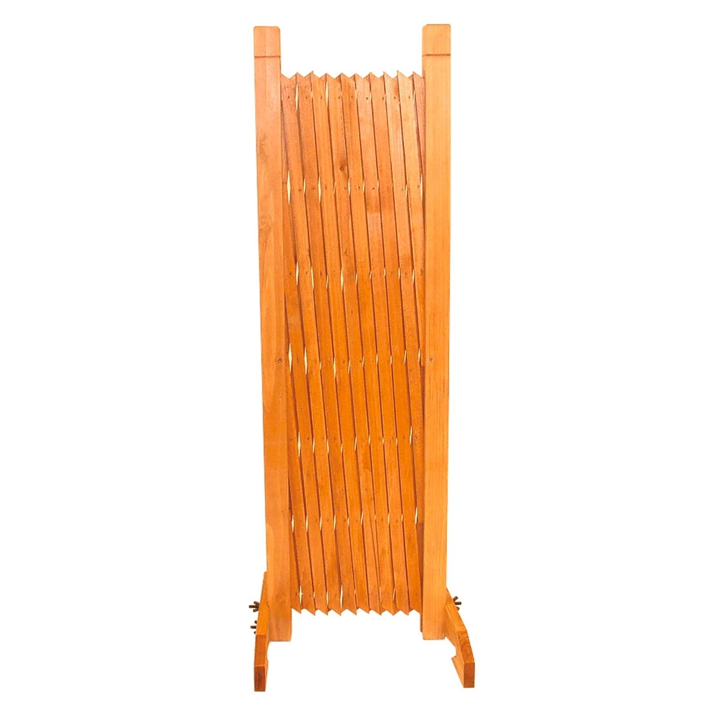 Expanding Garden Fence - Brown Wooden Decorative Lattice Screen Trellis Style Expands to 6'2" Freestanding Wood