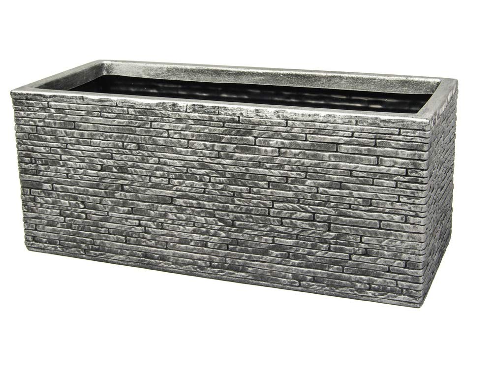 Strata Slate Effect Trough 60cm Grey Outdoor Plant Pot 25 cm (W) x 60 cm (L) x 25.5 cm (H) Tray