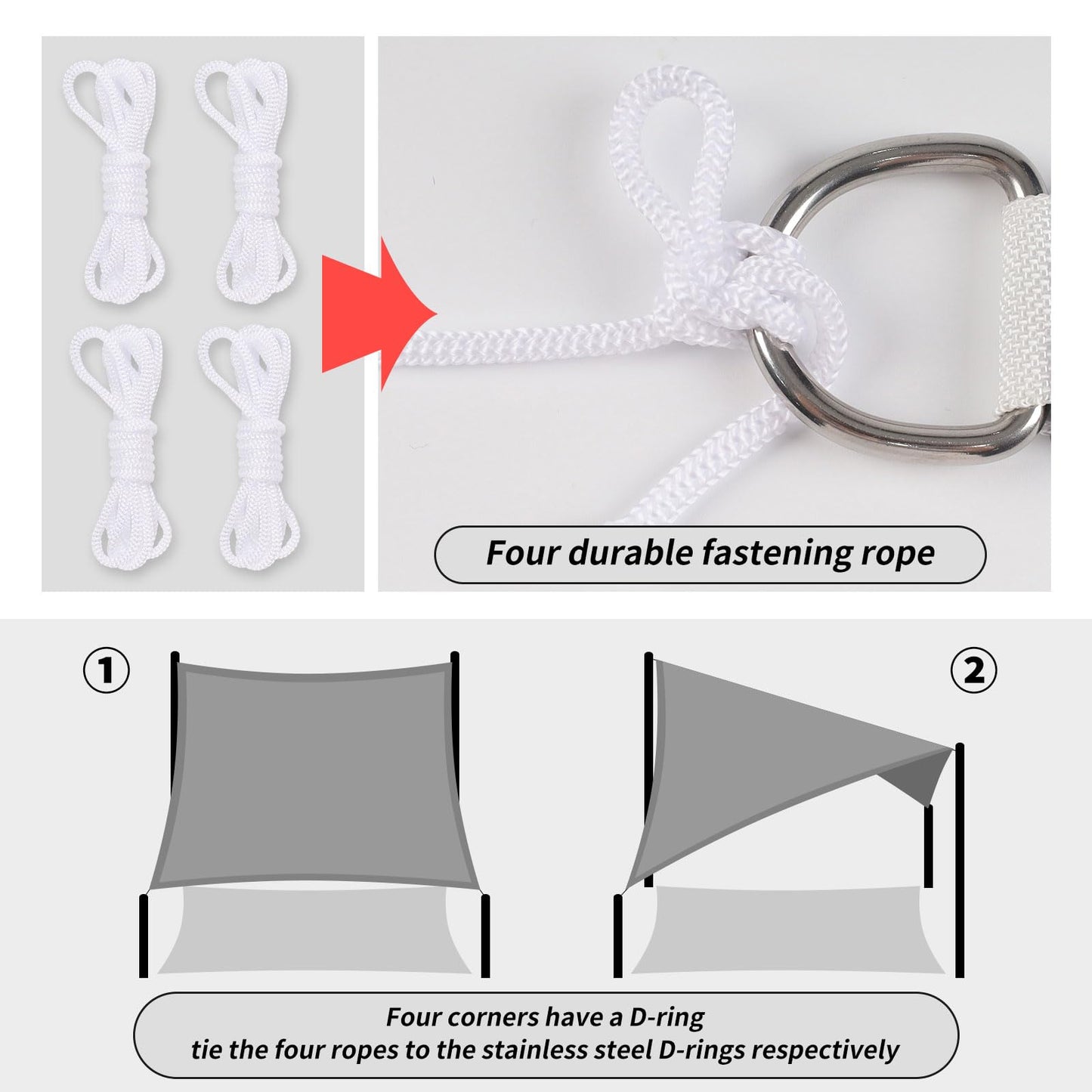 PATIO PLUS Sun Shade Sail 2 * 3m Rectangle, 300D Oxford Fabric Garden Sail PU Coating UV Block, Patio Canopy Durable for Outdoor Yard Lawn Pool Backyard Gray