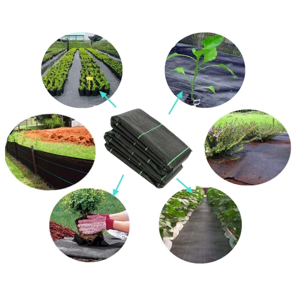 4 x 5 m / 13.1 x 16.4 ft Weed Control Membrane, Weed Control Woven Fabric, Ground Cover Sheet, 100 GSM, UV Stabilised, Weed Barrier Mat. Perfect for Gardens, Patios, Flower Beds, Landscaping (Black)