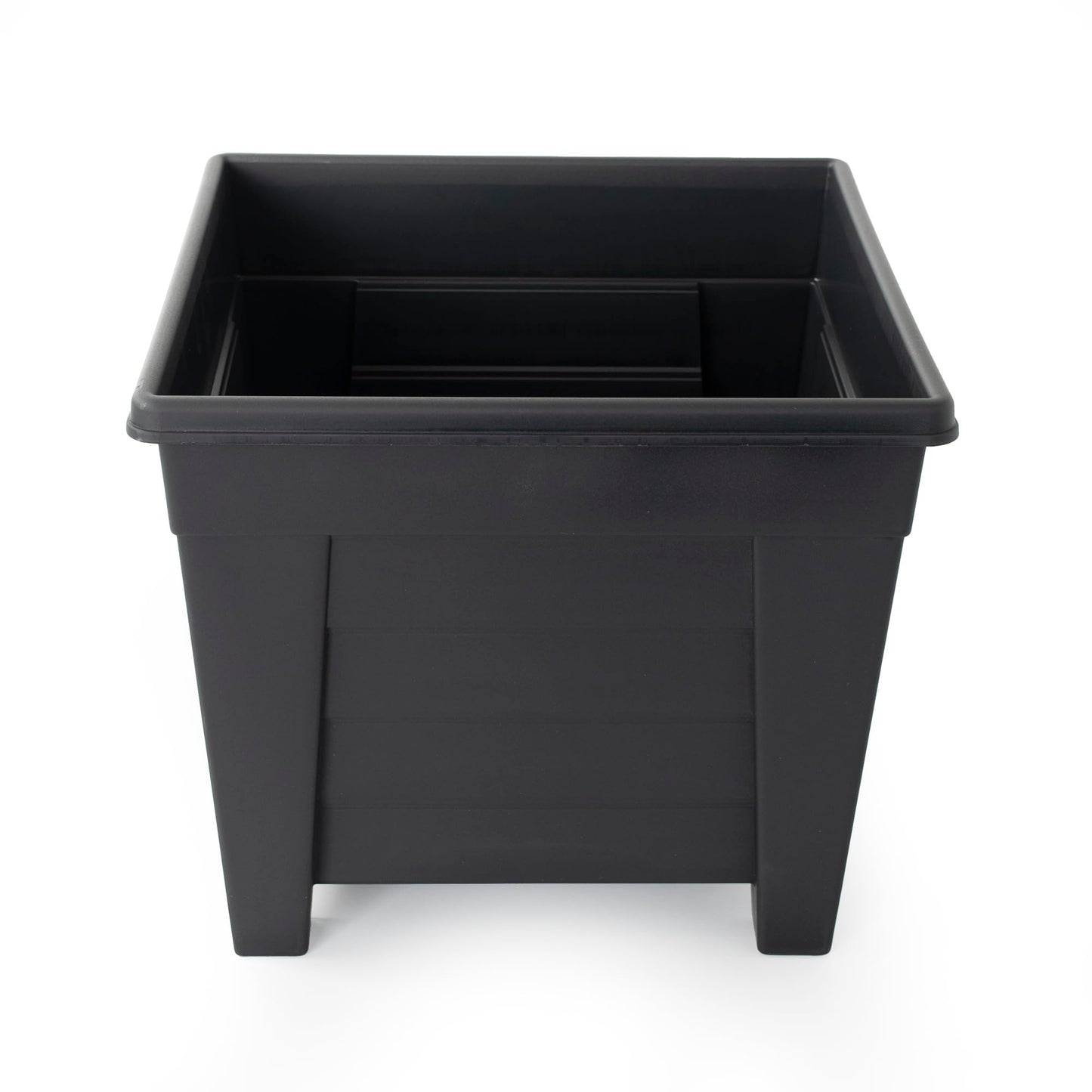 Thumbs 32cm Diameter Square Planter, Black | Large Plastic Plant Pot for Indoor House Plants & Outdoor Flowers | Herb Garden 28cm Tall Planter Box