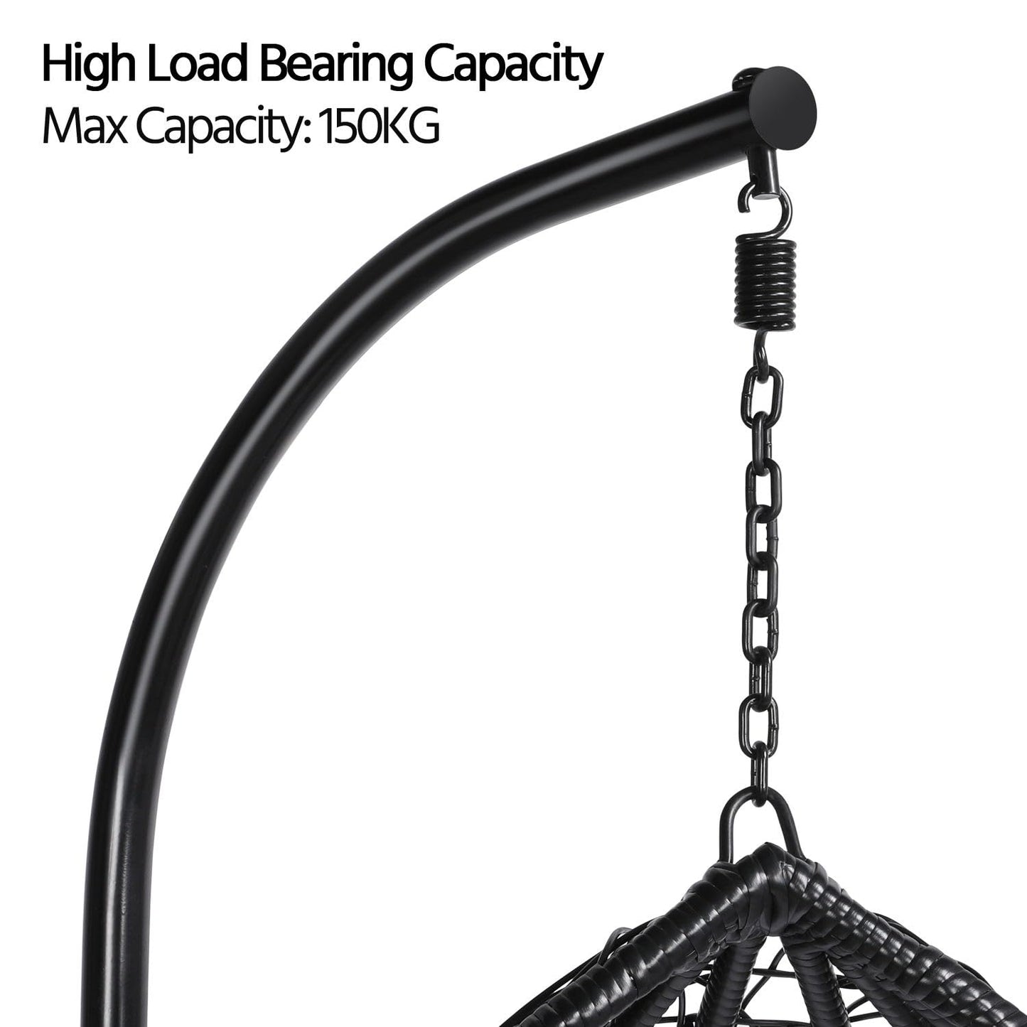 Yaheetech Rattan Swing Chair Garden Patio Hammock Chair Hanging Chair With Cushion Outdoor & Indoor Black