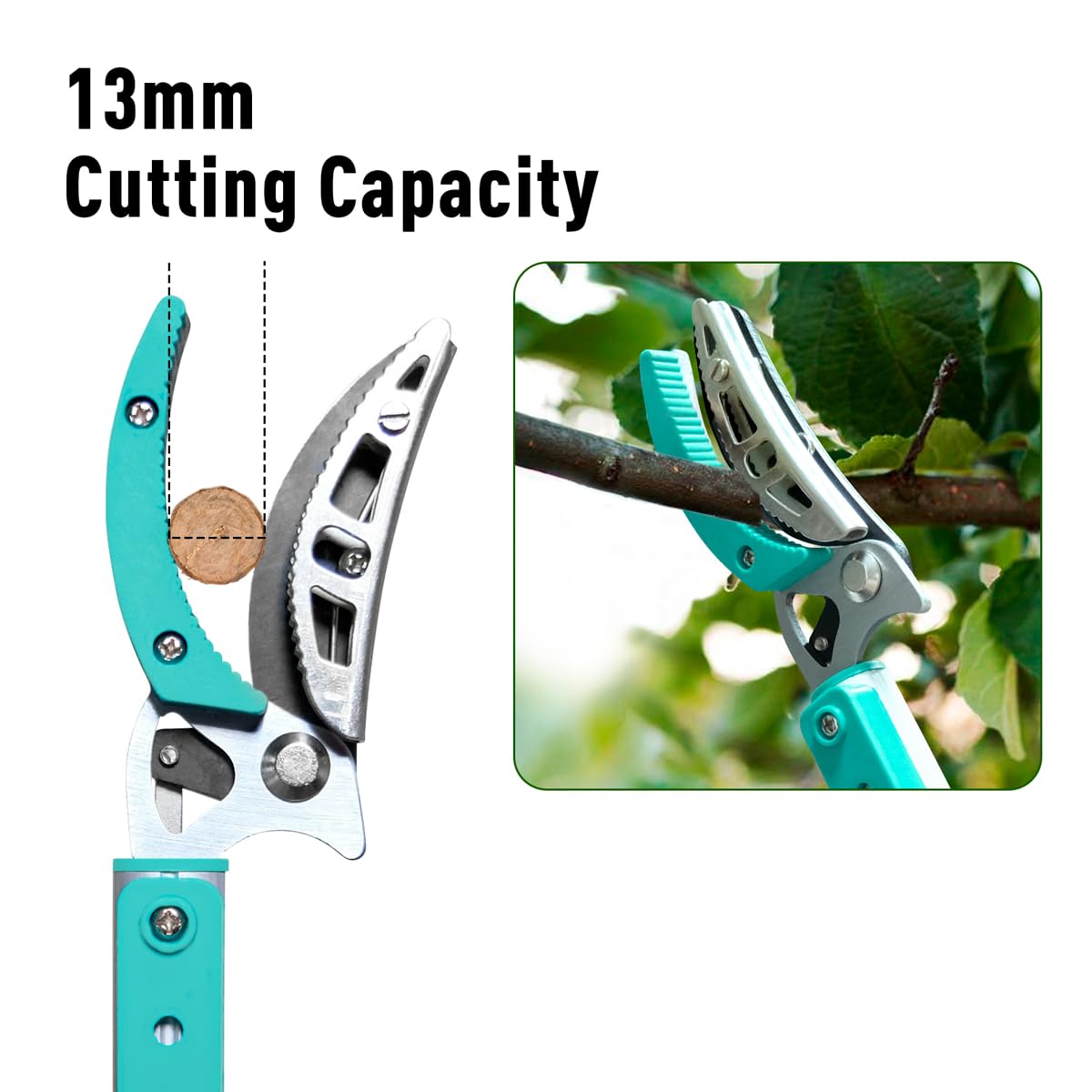 Extendable 181cm-300cm Tree Pruner, Long Handle Tree loppers, Lightweight & Strong Telescopic Pole Pruner with Rotate Head, Smooth Clean Cut, Ideal for Removing High Branches and Fruit Picking