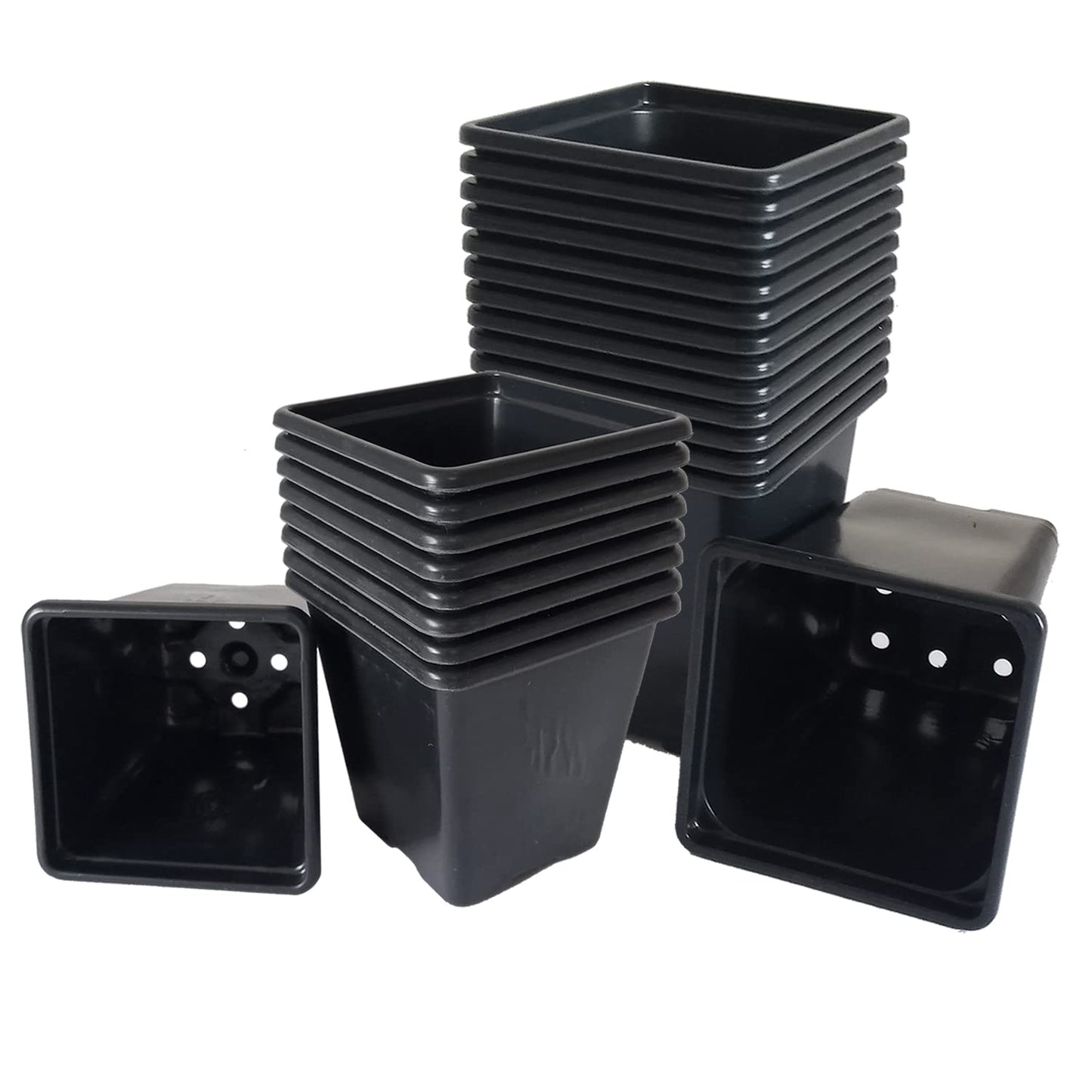 Elixir Gardens ® Square Plant Pot Black Recycled Plastic Plant Pots | 9cm x 9cm x 10cm | x 100