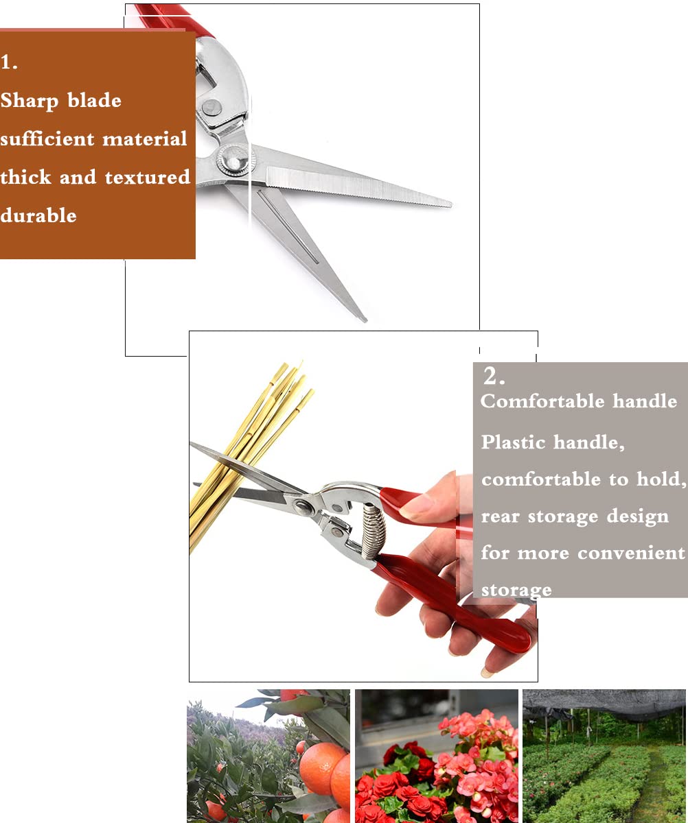 Professionall Pruning Scissors, Stainless Steel Garden Secateurs & Pruning Scissors Small Multi-Purpose Pruning Shears for Plants Flowers Fruits Vegetables(7.87inch)