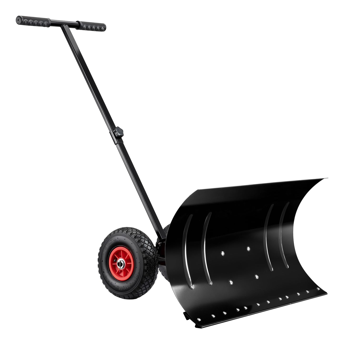 Wiltec Manual Snow Shovel with Wheels for Easy Snow Shovelling, Sturdy Snow Blade, Adjustable Handle, Rubber Tyres, Ideal Tool for Clearing Driveways and Large Areas with Minimal Effort, Snow Pusher