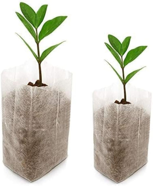 KINGLAKE 200 Pcs Non-woven Seedling Bags Seed Plant Pots Biodegradable Fabric Grow Bags with 100pcs 4" Plant Labels (5.5 x 8.3 cm - 8 x 11.2 cm)