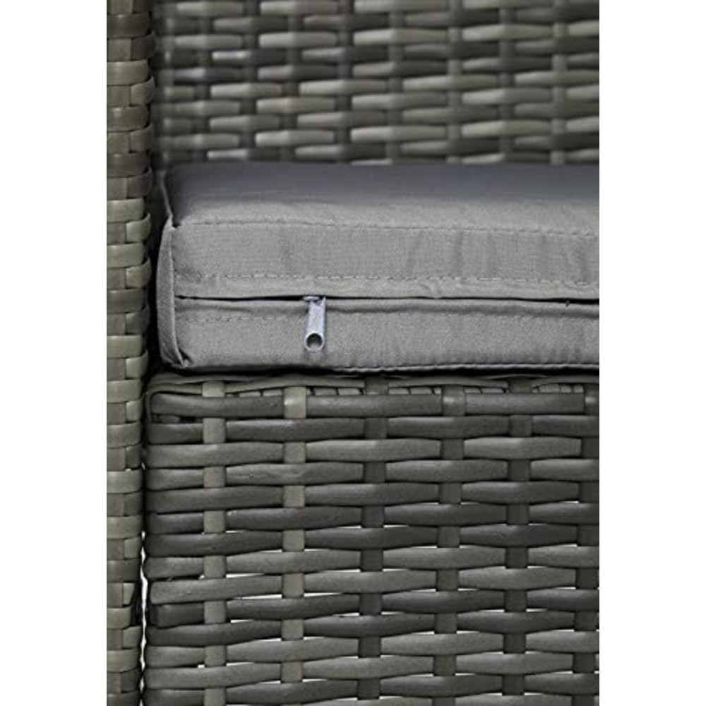 EVRE Grey Rattan Garden Furniture Set Patio Conservatory Balcony Indoor Outdoor 4 Seater Piece Glass Top Coffee Table Modular Sofa Loveseat with Cushions