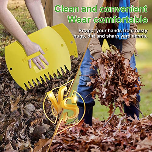 GardenHOME Garden and Yard Leaf Scoops Hand Rakes, Large Sized Leaf Grabbers, Leaf Collector,1 Pair (Yellow)