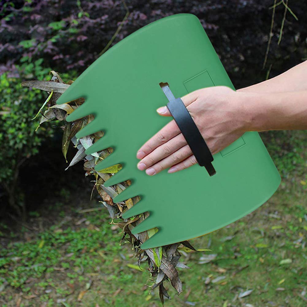 KINGLAKE Garden Leaf Grabbers, Leaf Collector Garden Leaf Scoops with handles, Large Plastic Hand Held Rakes for Picking up Leaves Garden Rubbish Yard Waste Tidy, Lightweight, Green