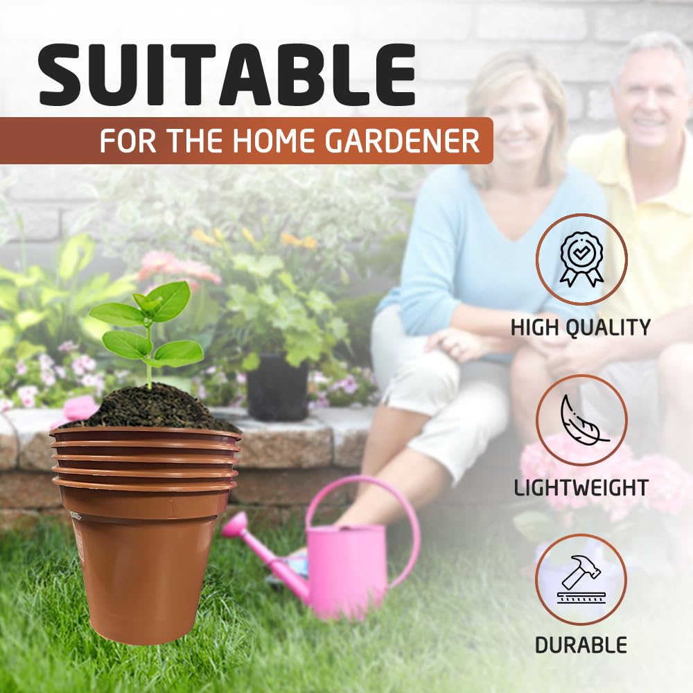 ACCURATE Garden Pot (Set of 5) Ideal for cultivation of cuttings or pricking out-Terracotta COLOUR- Size (5 inch/12.7 cm) (1)