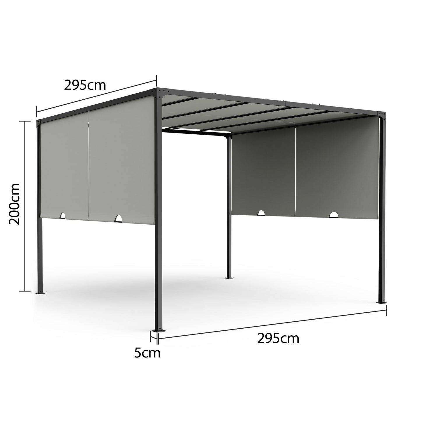 VonHaus Pergola with Sliding Roof 3x3m – Metal Pergola with Sliding Double Roof For Garden, Outdoor, Patio – Weatherproof, Removable Polyester Canopy, Powder Coated Steel Frame