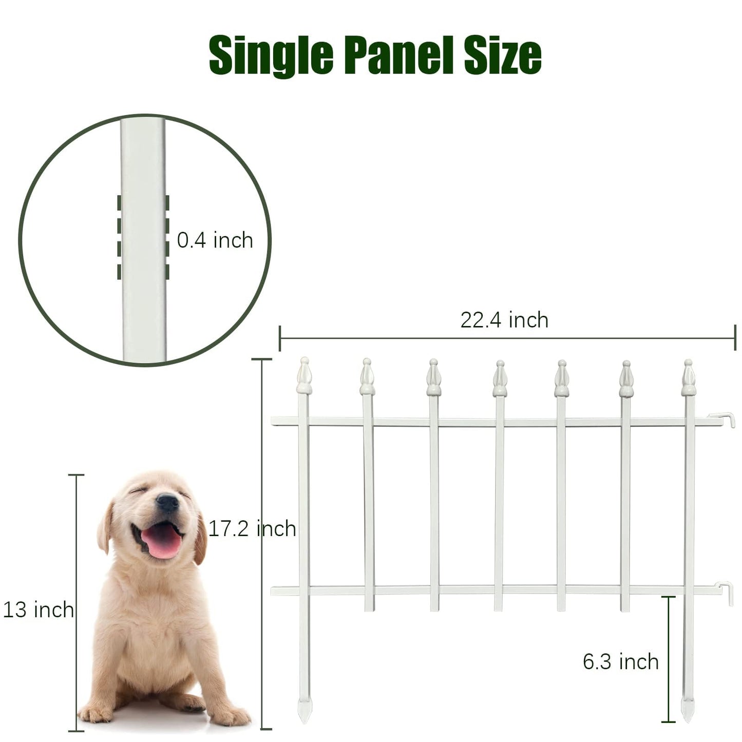 Thealyn Metal Decorative Garden Fence 57cm Wide x 45cm High (5 Panels, Total Length 2.8m), Metal Fence Panels, Landscape Fencing for Flower Bed, Trees, Animal Barrier