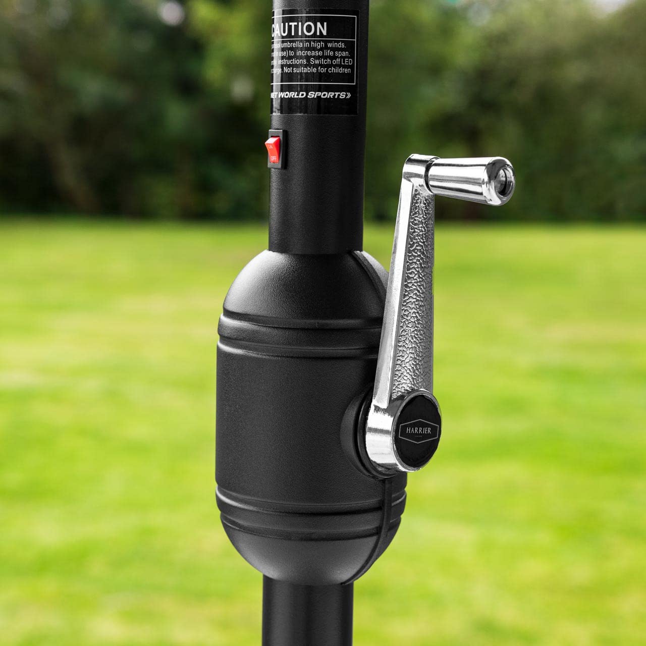 Harrier Crank & Tilt Parasol with LED Lights [2.7m] – Outdoor Garden Patio Umbrella with Optional Waterproof Cover – 5 Colour Options (Grey, Parasol Only)