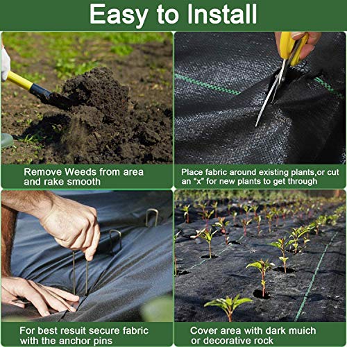 FiveFire Ground Cover Weed Membrane Heavy Duty Landscape Ground Cover Membrane for Gardens 1m x 10m