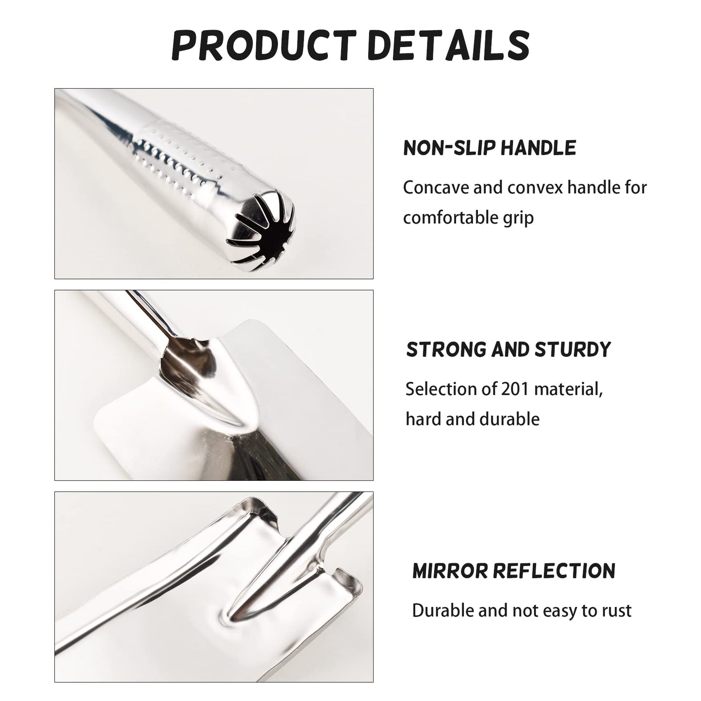 Garden Shovel Trowel Hand Shovels, Stainless Steel Gardening Tools for Transplanting Weeding Moving and Smoothing Digging Planting (3)