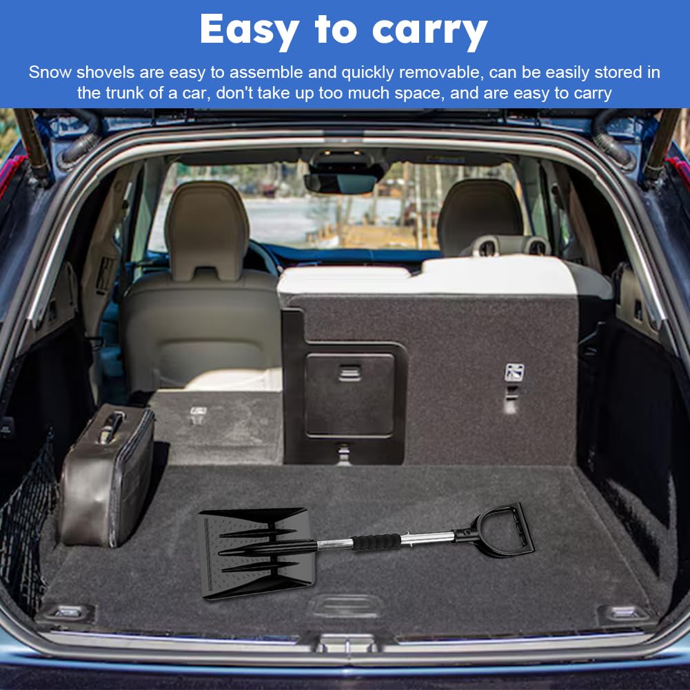 2025 Upgrade Snow Shovel - Detachable 3-Part Adjustable Telescopic Handle, Sand & Mud Removal Tool for Driveway Snow Removal