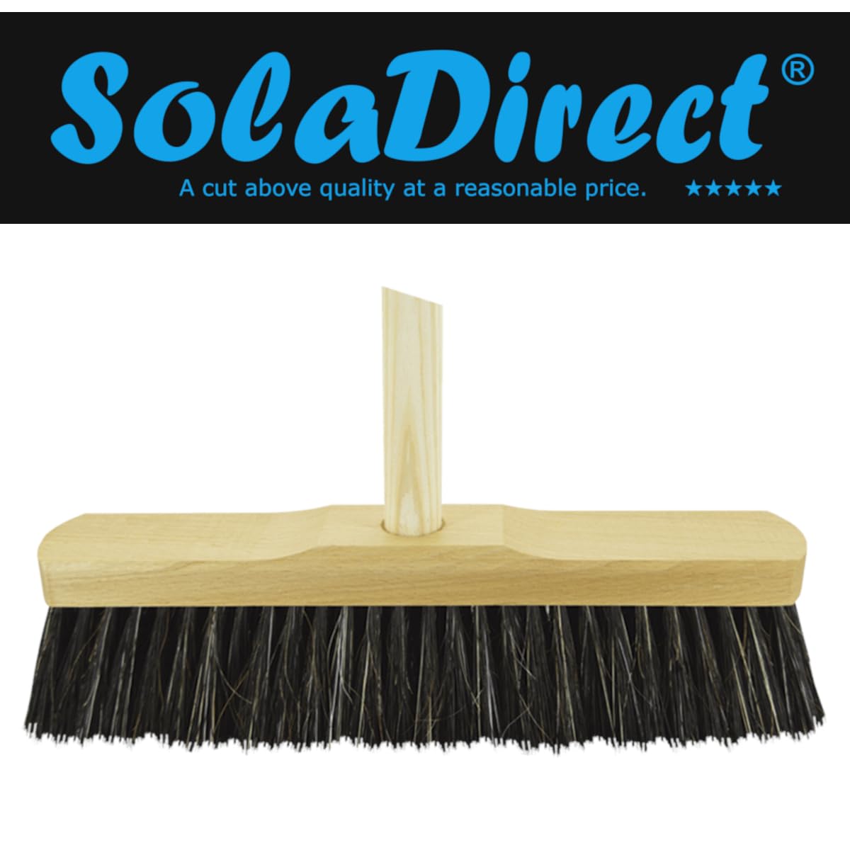 Indoor Broom Soft Bristle Sweeping Brush - Ideal Kitchen Broom for Laminate, Vinyl, Wooden Floors - Flexible Nylon & Natural Bristles, 120cm Wooden Handle - Perfect for Fine Dust & Crumbs (30cm / 12”)