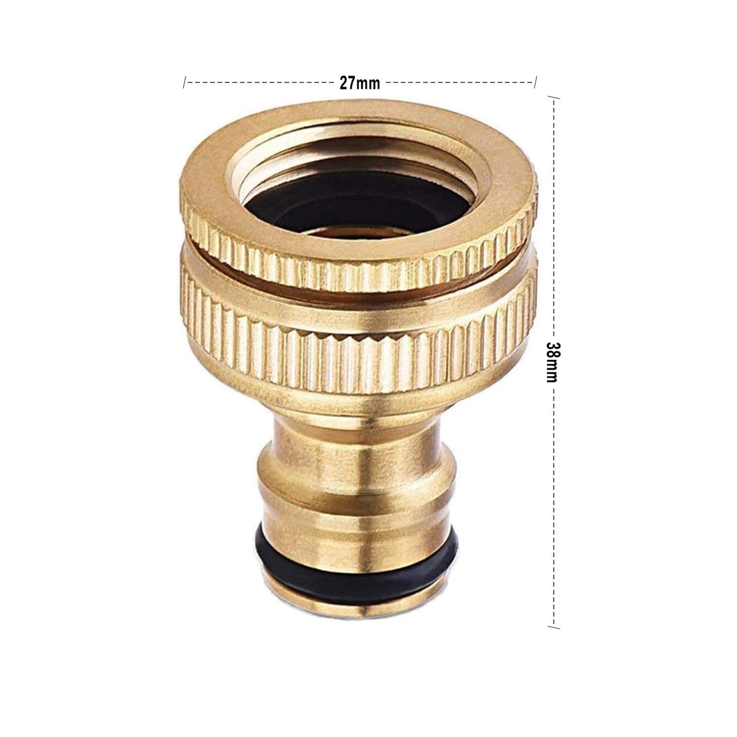 COSORO 2 pack Garden Hose Tap Connector - 3/4 inch & 1/2 inch 2-in-1 Brass Female Threaded Tap Connector for Hosepipe, Threaded Faucet Adapter