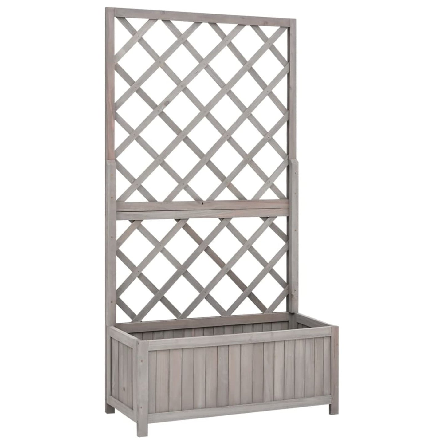 Goliraya Garden Trellis Planter Wooden Flower Box Planter Climbing Plant Support Garden Trellis Garden Wooden Planter With Lattice For Vines Wood Trellis Panel Brown, Grey 70x30x135 cm Solid Firwood