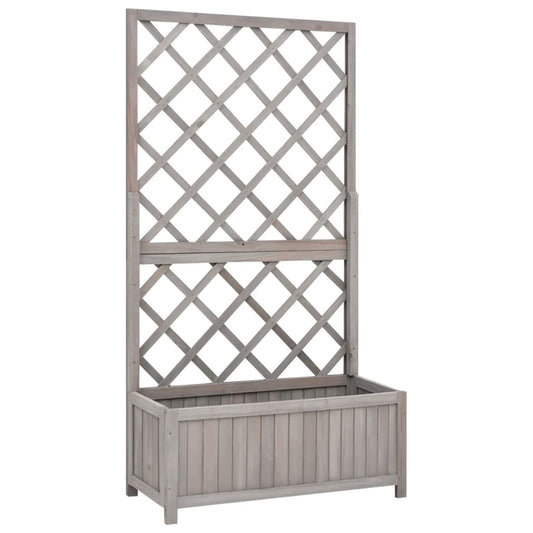 Goliraya Garden Trellis Planter Wooden Flower Box Planter Climbing Plant Support Garden Trellis Garden Wooden Planter With Lattice For Vines Wood Trellis Panel Brown, Grey 70x30x135 cm Solid Firwood