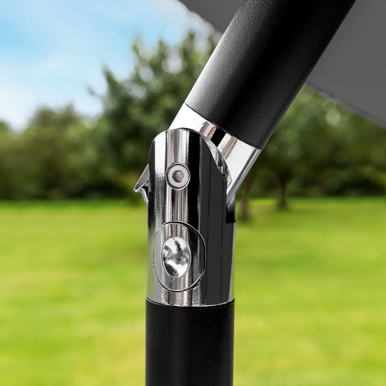 Harrier Crank & Tilt Parasol with LED Lights [2.7m] – Outdoor Garden Patio Umbrella with Optional Waterproof Cover – 5 Colour Options (Grey, Parasol Only)