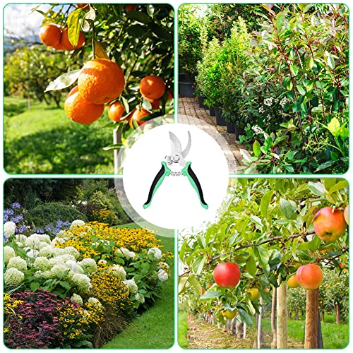 OFFCUP Garden Secateurs, Florist Scissors, Bypass Pruning Shears Professional Secateurs Pruning Scissors Snips with Gloves, Trimmer, Clippers with Locking Handle, Gardening Gifts for Men (Green)