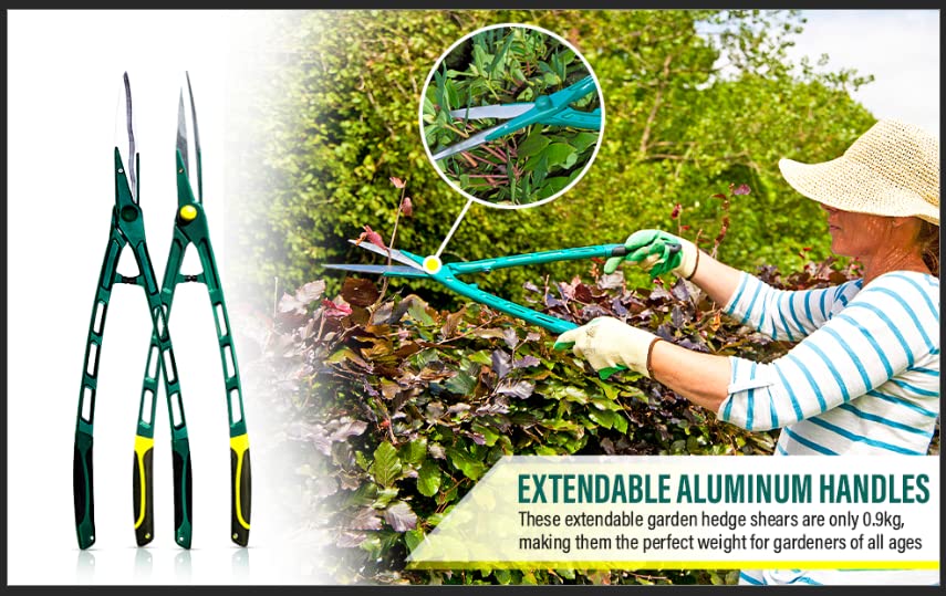 easylife lifestyle solutions Lightweight Garden Hedge Shears | Light Weight Garden Hand Tool | Blade Trimming Hedges Shrubs Trees | Extra Long Reach, Well Balanced | 67cm Extra-Long