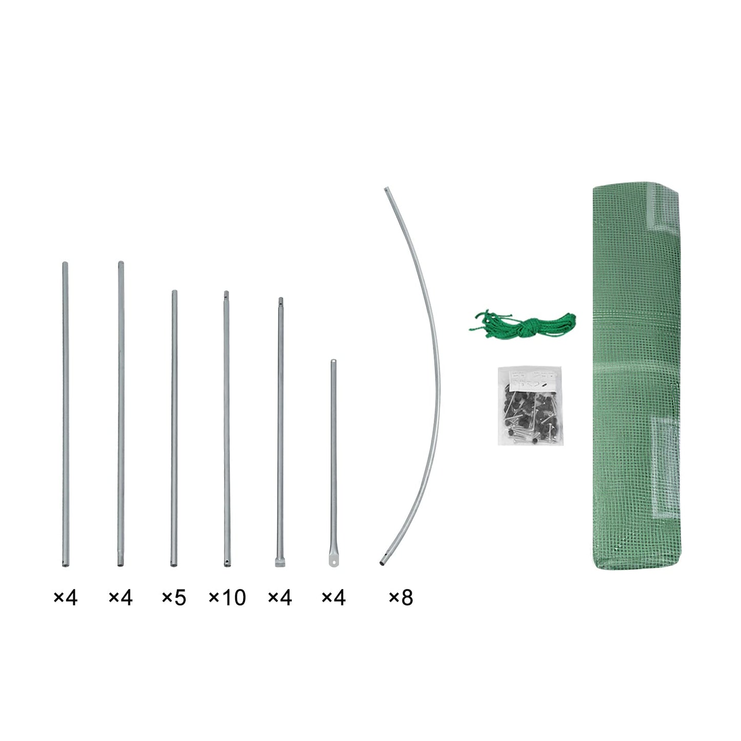 WOLTU Garden Greenhouse, Polytunnel removable PE Cover 140gsm, Walk in Grenn house outdoor, Plant Shelter with 6 Windows and 1 Zippered Roll-up Door, 200x300x200cm,